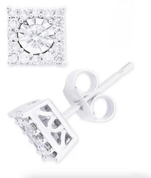 Macys Diamond Cluster Stud Earrings (1/3 cttw) in 14k White Gold - New with Tags